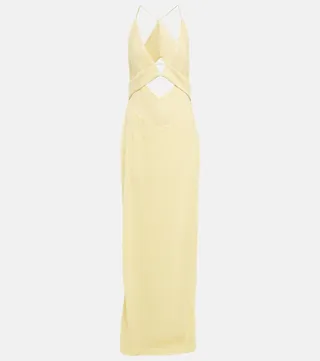 Prism satin-trimmed crepe gown