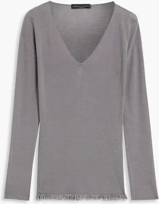 Fringed cashmere and silk-blend sweater