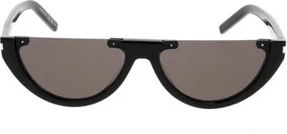 Saint Laurent Eyewear Half-Rim Elongated Cat-Eye Frame Sunglasses