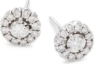 14K White Gold & 0.49 TCW Diamond Stud Earrings