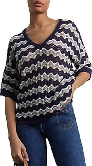 Gerard Darel Laure Printed V Neck Sweater