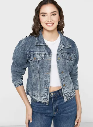 Denim Jacket With Stud Detailing