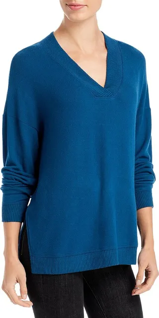 Womens V-Neck Tunic Pullover Sweater