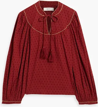 Keena striped fil coupé cotton-jacquard blouse