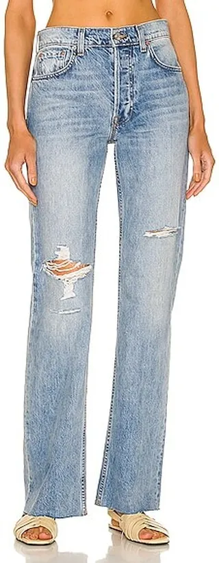 GRLFRND Courtney Low Rise Loose Boot in Blue