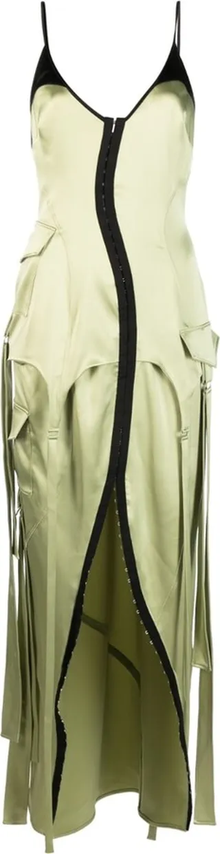 Long Laces satin-finish dress
