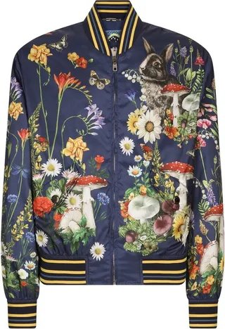 Graphic-Print Bomber Jacket