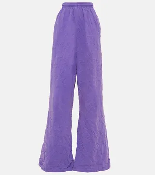 High-rise wide-leg cotton sweatpants