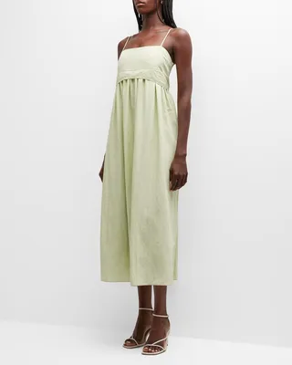 Ruched Panelled Tie-Back Midi Dress
