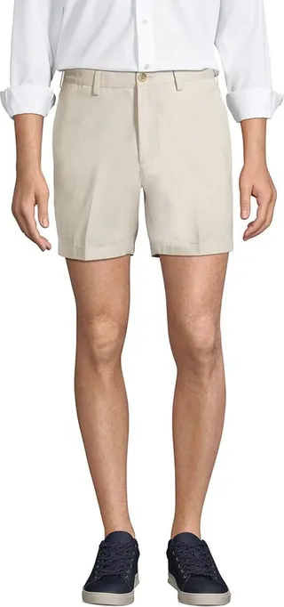 Lands' End Men's Traditional Fit 6 Inch No Iron Chino Shorts - 35 - Light Stone