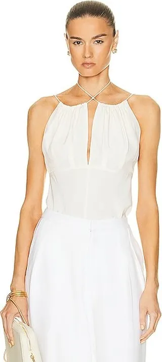 Toteme Gathered Halterneck Top in Ivory