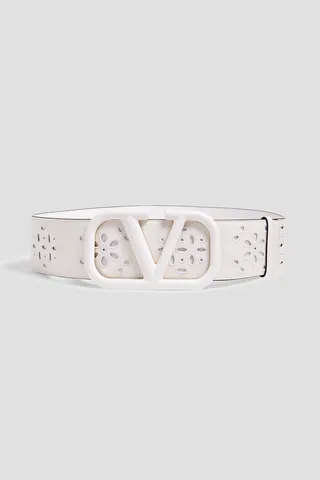 VLOGO embroidered leather belt