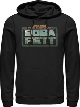 Men's Star Wars: The Book of Boba Fett Distressed Logo Pull Over Hoodie - Black - Medium