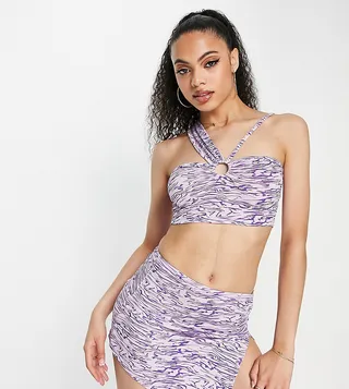 ASYOU zebra print ring detail cut out cami in purple