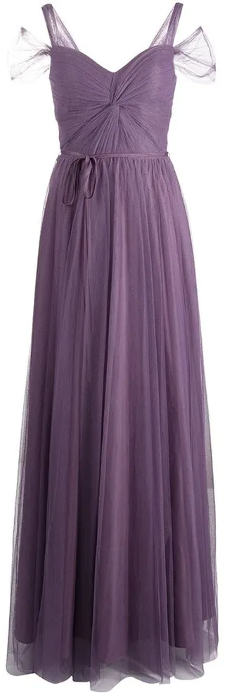 Short-Sleeve Floor-Length Gown