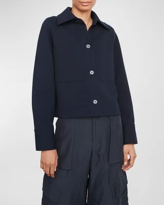 Short Cotton-Blend Shirt Jacket
