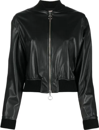 Faux-Leather Bomber Jacket