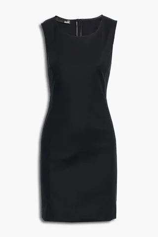 Jacquard-trimmed cotton-blend mini dress