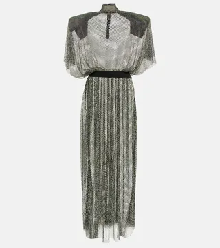 Embellished mesh maxi dress