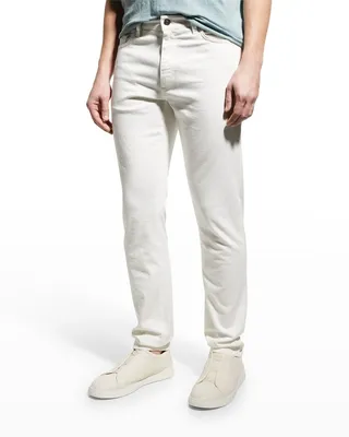 Men's Solid Cotton-Stretch Denim Trousers