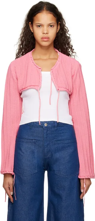TheOpen Product Pink Drawstring Cardigan
