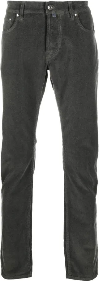 Scarf-Detail Five-Pocket Straight-Leg Trousers