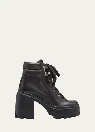 Leather Lace-Up Ankle Booties