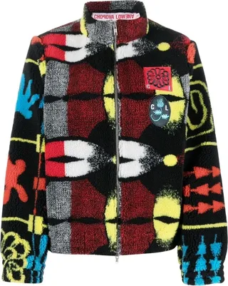 Abstract-Print Zip-Up Bomber Jacket