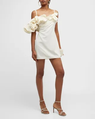 La Robe Duna One-Shoulder Mini Dress with Ruffle Detail