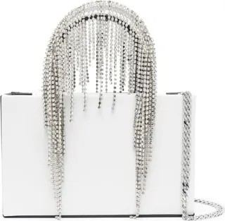 Crystal-Embellished Handle Shoulder Bag