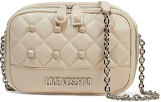 Studded quilted faux leather shoulder bag
