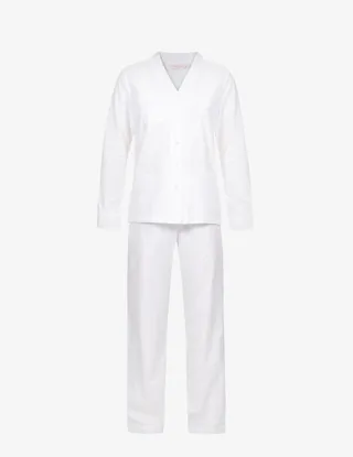 Womens White Kate Polka Dot-pattern Cotton Pyjama set
