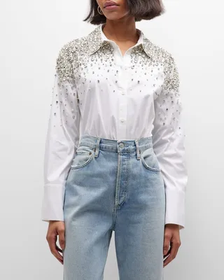 Finely Embellished Button-Front Shirt