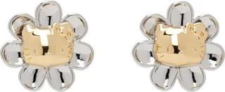 Jiwinaia Silver & Gold Hello Kitty Daisy Earrings