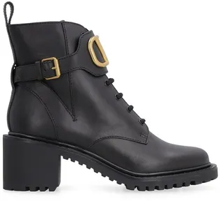 Valentino VLogo Plaque Lace-Up Boot
