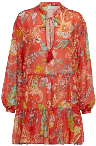Paisley cotton and silk minidress