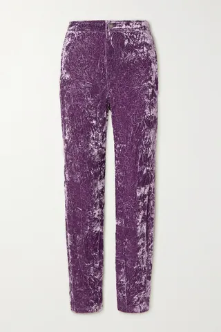 SAINT LAURENT - Crushed-velvet Skinny Pants - Purple