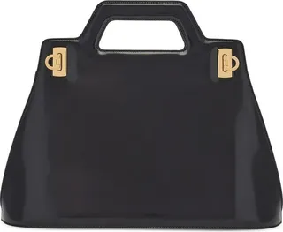 Black Wanda Leather Tote Bag
