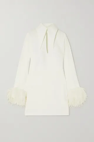 16ARLINGTON - Michelle Feather-trimmed Cutout Crepe Mini Dress - White