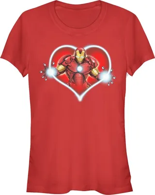 Junior's Marvel Valentine's Day Iron Man Heart Frame T-Shirt - Red - 2X Large