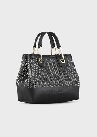 Small MyEA shopper bag with perforated chevron motif