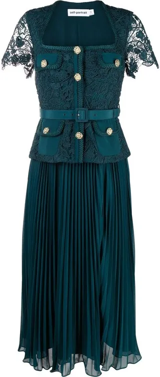 Lace Plated Midi Dress