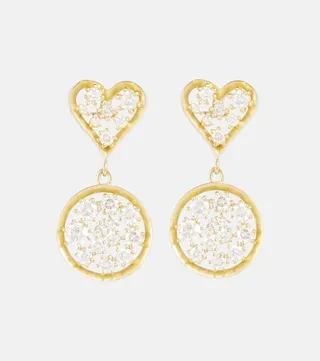 Margot Heart 18kt gold drop earrings with diamonds