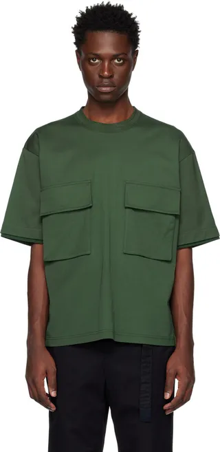 sacai Green Crewneck T-Shirt
