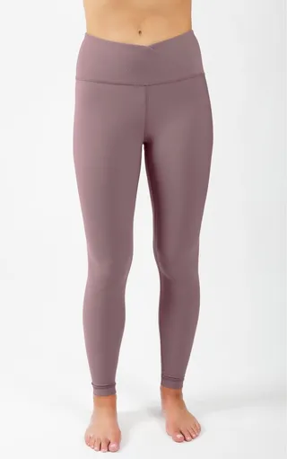 90 Degree By Reflex Interlink Ribbed High Crossover Waist Ankle Legging - Iron - X Small