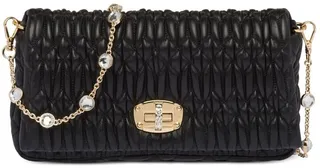 Miu Crystal Cloqué nappa leather bag