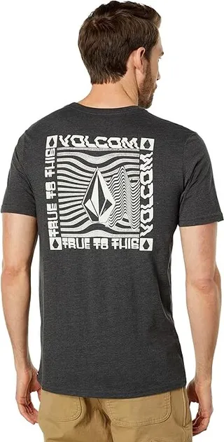 Volcom Slider Short Sleeve Tee (Dark Black Heather) Men's Clothing