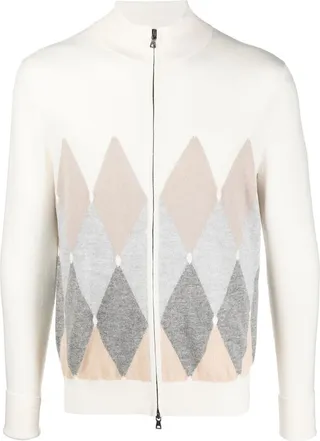 Argyle-Pattern Zip Jumper