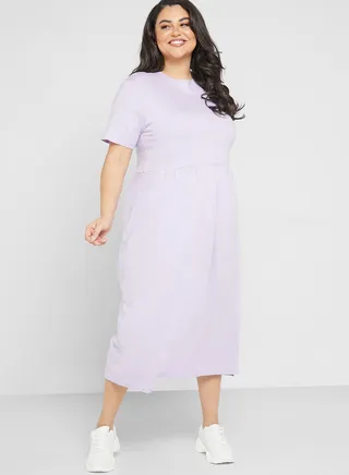 Pleated T-Shirt Midi Dress