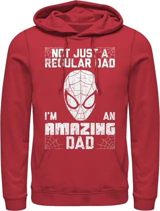 Men's Marvel Spider-Man Not Just a Regular Dad I'm an Amazing Dad Pull Over Hoodie - Red - X Large